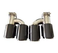Embouts D'éChappement Embout D'échappement Universel Double Style H Avec Logo Brillant Fibre De Carbone Silencieux D'échappement De Voiture 2 Pièces Tuyau D'échappement De Voiture