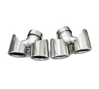 Embouts d'échappement quadruples en acier inoxydable, noir, pour 911, pour Carrera 991.2, NON PSE 2017, 2018, 2019 Adaptateur D'échappement Unversel(Argent)