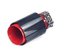 Embouts D'Échappement Tuyau D'échappement De Voiture Accessoires Universels Modifiés Pointe Queue Silencieux Rouge/bleu Acier Inoxydable Brillant Fibre Carbone Sortie D'Échappement(RED In60-Out76)