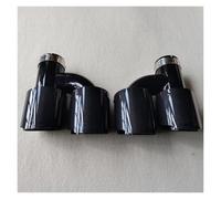 Embouts D'Échappement Tuyau Silencieux D'échappement Universel En Fiber Carbone Brillant Type H Double Sortie En Acier Inoxydable Noir 2 Pièces D'Échappement(ID 60MM-OD 101MM)