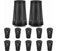 Embouts en Caoutchouc Universels pour Bâtons de Randonnée et Cannes de Marche - Lot de 6 Protecteurs Anti-Dérapants Anti-Choc pour Sécurité Personnes Âgées et Randonneurs (Noir, 12PCS)
