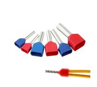 Embouts isolés en cuivre Rouge, 100 pièces, borne à sertir d'extrémité de Cordon, connecteur à Double Fil, Broche, connecteur électrique TE7508 DGTVE(4,TE1512)