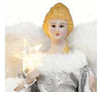 Embouts pour arbres de Noël, pendentifs ange de Noël avec lumière, décoration en résine avec coquille et branches d'arbre, pour fête, chambre à coucher, fenêtre, mur, entrée anniversaire