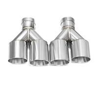 Embouts Silencieux Une Paire D'embouts D'échappement Quad En Acier Inoxydable, Coupe Inclinée, Embout De Silencieux Sortie 89mm 101mm Buse Tuyau(51MM IN-101MM OUT)