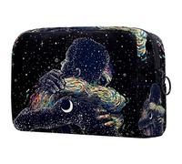 Embrace Boys in Starry Night Moon Trousse à cosmétiques pour femme, trousse de toilette de voyage, grande pochette de maquillage pratique avec fermeture éclair, multicolore, 18.5x7.5x13cm/7.3x3x5.1in,