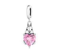 Embrassant amour petit lapin breloque, accessoire de bracelet à breloques en argent sterling 925, compatible avec le collier de bracelet pandora