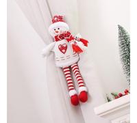Embrasse de rideau tricotée en peluche avec figurines de bonhomme de neige et d'élan de dessin animé, conçue pour la décoration à double usage et la gestion des rideaux dans les espaces de vie