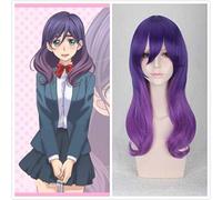 Embrasse-le pas moi Watashi Ga Motete Dosunda ondulé cruly violet Serinuma Kae Cosplay cheveux synthétiques résistants à la chaleur + casquette de perruque gratuite