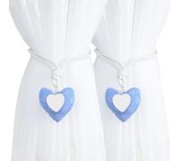Embrasse pour Rideaux Attache De Rideau en Coton avec Boucle Magnétique sans Perforation Idéale pour Une Chambre d'enfant Style Café Bleu