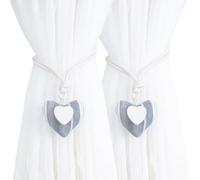 Embrasse pour Rideaux Attache De Rideau en Coton avec Boucle Magnétique sans Perforation Idéale pour Une Chambre d'enfant Un Café des Rayures Grises Et Vertes