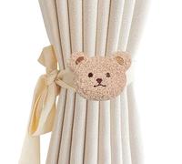 Embrasse Pour Rideaux Lot De 2 Attaches De Rideaux En Forme D'Animaux De Dessin Animé Attaches De Rideau De Porte En Tissu Pour Fenêtre Adaptées À La Décoration De Chambre D'Enfant Ours Bouclé