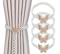 Embrasse pour Rideaux,Zliger 4 Pièces Embrasse Rideau Moderne Papillon Perle Rideau Boucle Embrase Rideaux Attache de Rideaux Embrase Rideaux pour Décoration de Maison Bureau Salon