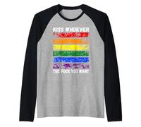 Embrasse Qui tu Veux Drapeau Arc-en-Ciel LGBTQI Manche Raglan