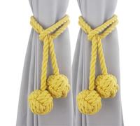 Embrasse Rideau Attache De Rideau En Corde De Coton Attache De Rideau En Coton Polyester De Couleur Unie Accessoires De Rideau Adaptés Aux Rideaux Aux Écrans Et Aux Rideaux De Porte Double Jaune