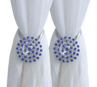 Embrasse Rideau Boucle De Rideau Magnétique en Alliage Décoré De Strass Ressort Extensible Et Réglable Fixation De Rideau Bleu Roi