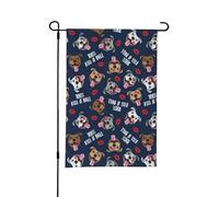 Embrasse un taureau, mignon pitbull, lèvres, amour, Saint-Valentin, 12 x 18 pouces, drapeau de jardin d'été double face pour l'extérieur
