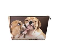 Embrasser des Chiots Bouledogue Anglais, Trousse de Maquillage Trousse à cosmétiques Trousse de Toilette de Voyage Portable Pochette de Toilette