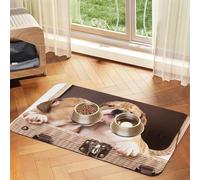 Embrasser des Chiots bouledogues Anglais,Tapis d'alimentation pour Animaux de Compagnie, Sets de Table en Cuir PU pour Chats et Chiens,40x60cm
