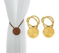 Embrasses À Rideaux Rideau À Boucle Magnétique Sangles Et Cordes Tressées Attache De Rideau en Polyester De 30 Cm pour Salon Et Chambre À Coucher Doré