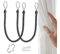 Embrasses de rideaux, 1 paire d’embrasses de rideaux en corde, tentures murales décoratives artistiques faites à la main en coton naturel tricoté en corde pour rideaux transparents et occultants en