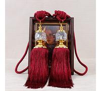 Embrasses de rideaux 1 paire retenues luxe embrasses corde gland perles boule décor or gris violet(Burgundy)