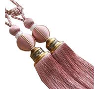 Embrasses de rideaux à pompons, Lot de 2 embrasses rideaux avec pompons, boucle rideau décorative for fenêtre, draperie, porte(Pink)