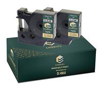 EMBRIIO 45010 | 2 Rubans Étiquettes Remplacement pour Dymo LabelWriter 450 LabelManager 160 360D 420P 280 PnP 210D LW 450 Duo LM 500TS 120P LabelPoint 150 250 | Noir sur Transparent | 12 mm x 7 m