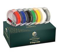 EMBRIIO | 7 Rubans Étiquettes de Marquage 3D autocollantes Remplacement pour Dymo Junior S0717900 Omega S0717930 Motex | Blanc sur Rouge/Bleu/Noir/Vert/Jaune/Transparent/Argent | 9 mm x 3 m