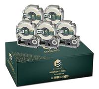 EMBRIIO LC-4WBN LC-4WBN9 LK-4WBN | 5 Rubans Cassettes Étiquettes Remplacement pour Epson LabelWorks LW-600P LW-300 LW-400 LW-700 LW-900P LW-1000P 300L KingJim TepraPro | Noir sur Blanc | 12 mm x 8 m
