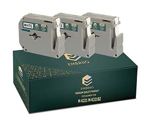 EMBRIIO M-K221 MK-221BZ M-K221SBZ | 3 Rubans Cassettes Étiquettes Remplacement pour Brother P-Touch BB-4 PT-55 PT-65 PT-70 PT-80 PT-85 PT-90 PT-M95 PT-100 PT-110 | Noir sur Blanc | 9 mm x 8 m