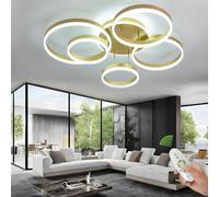EMBRING , Luminaire Plafonnie106W 6 Rings Plafonnier LED Moderne, Luminaire Plafonnier Led Moderne pour Cuisine Salon Couloir Chambre, 3000K-6500K(Or)