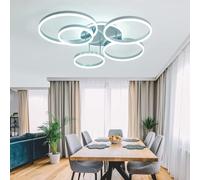 EMBRING Luminaire Plafonnier Led 106W 6 Rings Plafonnier LED Moderne, Luminaire Plafonnier Led Moderne pour Cuisine Salon Couloir Chambre, 3000K-6500K(Argent)