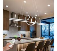 EMBRING Suspension LED à intensité variable - Suspension moderne avec télécommande - Design linéaire - Hauteur réglable - Lustre LED pour table à manger, salle à manger, secrétariat, cuisine
