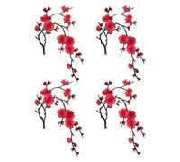 Embroidered Flower Patches | Washable Embroidered Plum Blossom 4 Piece