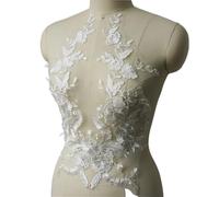 Embroidered Lace Applique Sewing Flower Fabric Collar Patch for Wedding Party Gown Bridal Dress Clothes DIY Crafts pour Vêtements(White)