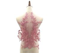 Embroidered Lace Applique Sewing Flower Fabric Collar Patch for Wedding Party Gown Bridal Dress Clothes DIY Crafts pour Vêtements(Pink)