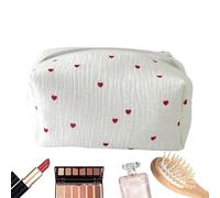 Embroidered Makeup Bag, Portable Toiletry Bag Travel, Cosmetic Storage Organizer Jewelry Lipstick Brushes, Stylish Zipper Pouch for Daily Use Or Vacation, 17.5x10.5x11.5cm