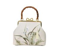 Embroidered Small Square Handbag Vintage Banquet(Beige)