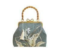 Embroidered Small Square Handbag Vintage Banquet(Green)