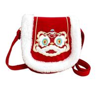 Embroidered Tote Bag, Red Cartoon Plush Handbag, Traditional Chinese Mascot cross-body Purse For Ladies Girls Home Commuting Shopping Beach Sea Outdoor Outside Night Wedding Party Vacation