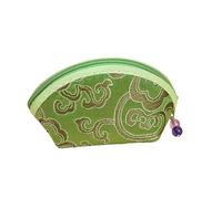 Embroidery Coin Purse - Chinese Wallet for Women, Small Handmade Purse, Vintage Flower Zipper Bag | Elegant Sewing Accessory, Compact Change Wallet, Decorative Handbag Companion for Women, vert,