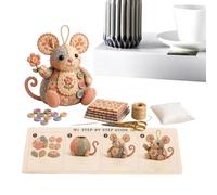 Embroidery DIY Kit - Cute Mouse Handmade Ornament with Pre Printed | Animal Sewing Craft Set with Stuffing for Adults Women Home Living Room Bedroom Office Table Bedside Birthday