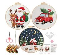 Embroidery Kit Christmas Ornaments - Complete DIY Stamped Needlework Set, Handmade Craft Decoration | Creative Thread Art, Holiday Ornament Pack with Beginner Friendly Design for Women Girls