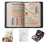 Embroidery Stitch Book Kit,Portable All Scenario Embroidery Stitch Book,Hand Embroiderys Patterns Kit with a Complete Toolkit and Instructional Tutorial for Beginner and Sew Enthusiast (A)