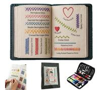 Embroidery Stitch Book Kit,Portable All Scenario Embroidery Stitch Book,Hand Embroiderys Patterns Kit with a Complete Toolkit and Instructional Tutorial for Beginner and Sew Enthusiast (B)