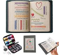 Embroidery Stitche Book Kit de livres de broderie DIY en lin haute densité avec instructions étape pour 143 points (français non garanti) Guide d'exercices de couture pour débutants, adultes, loisirs