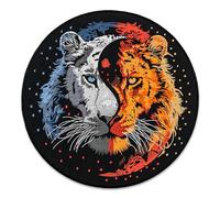 EMBROVERSE Grand écusson brodé lion yin yang royal accessoire veste dos équilibre de la majesté sauvage double force nature thermocollant 34,0 cm