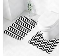 EMCLKS 2 Tapis de Bain Antidérapant,Tapis Salle de Bain Super Absorbant,Tapis de Douche Super Doux,Motif Simple en Zigzag à Chevrons Noir et Blanc,Ensemble Tapis de Bain