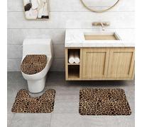 EMCLKS 3 Tapis de Bain Antidérapant,Tapis Salle de Bain Super Absorbant,Tapis de Douche Super Doux,Motif de Peau de léopard pour Un Travail sans Couture imprimé,Ensemble Tapis de Bain