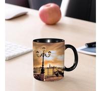 EMCLKS Mug en céramique, 330ml, tasse à thé, tasse cafe, tasse drole, cadeau drole, cadeau homme, mug cafe, Lagune de Venise. Gondoles amarrées place Saint-Marc sur les Grands Canaux, la nuit. Ve